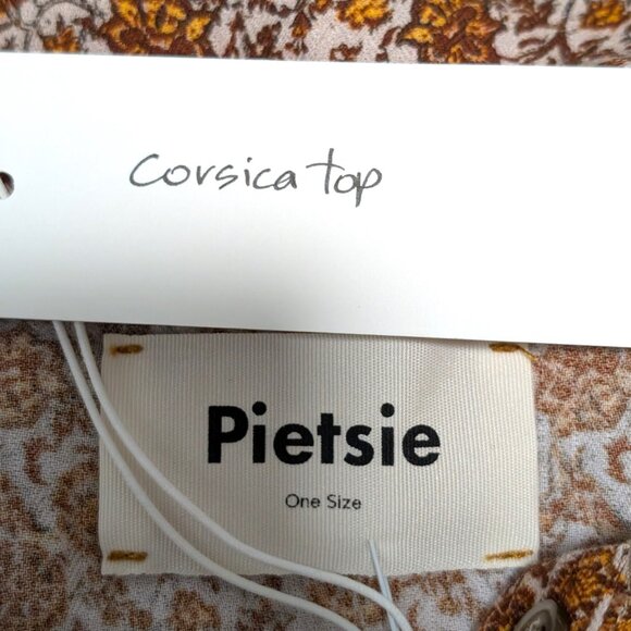 Pietsie Womens NWT OS Corsica Brown Gold Floral 100% Cotton Oversized L/S Top - Picture 8 of 9